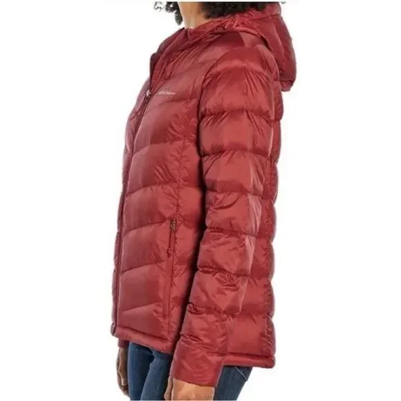 Eddie Bauer Womens Packable Puffer Jacket Hooded Down Filled EB650 Sz M Rust Red - Picture 5 of 10